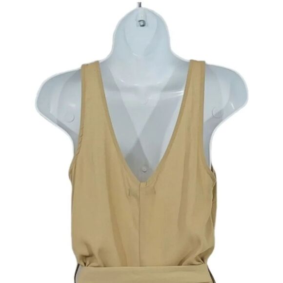 Max + Ash Wide Leg Cropped Sleeveless Button Down Jumpsuit in Tan Size Small - Picture 5 of 10